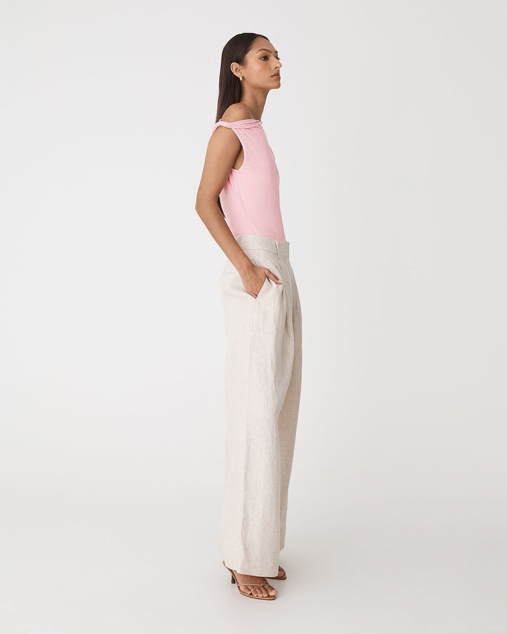 Cici Bamboo Twist Shoulder Top