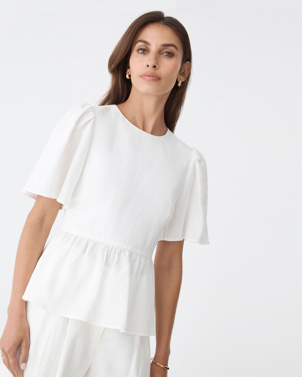Jade Linen Peplum Top
