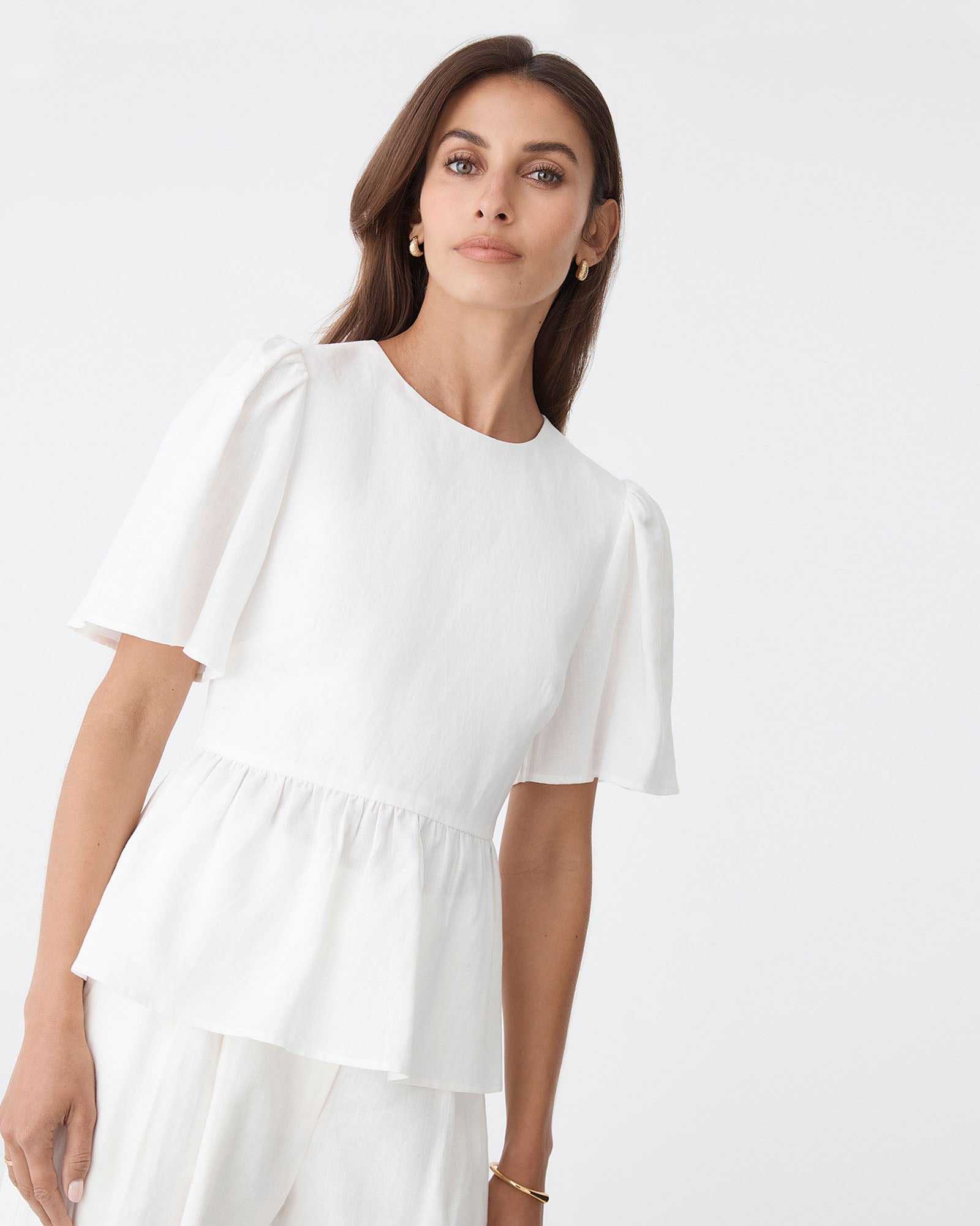 Jade Linen Peplum Top