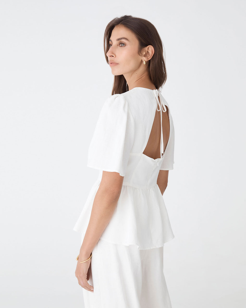 Jade Linen Peplum Top