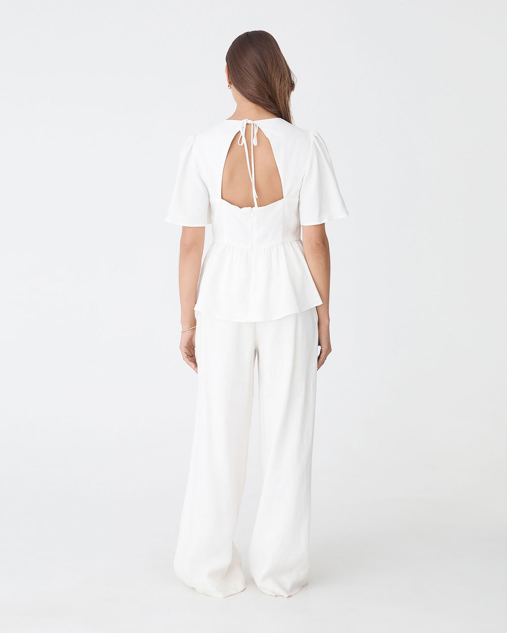 Jade Linen Peplum Top