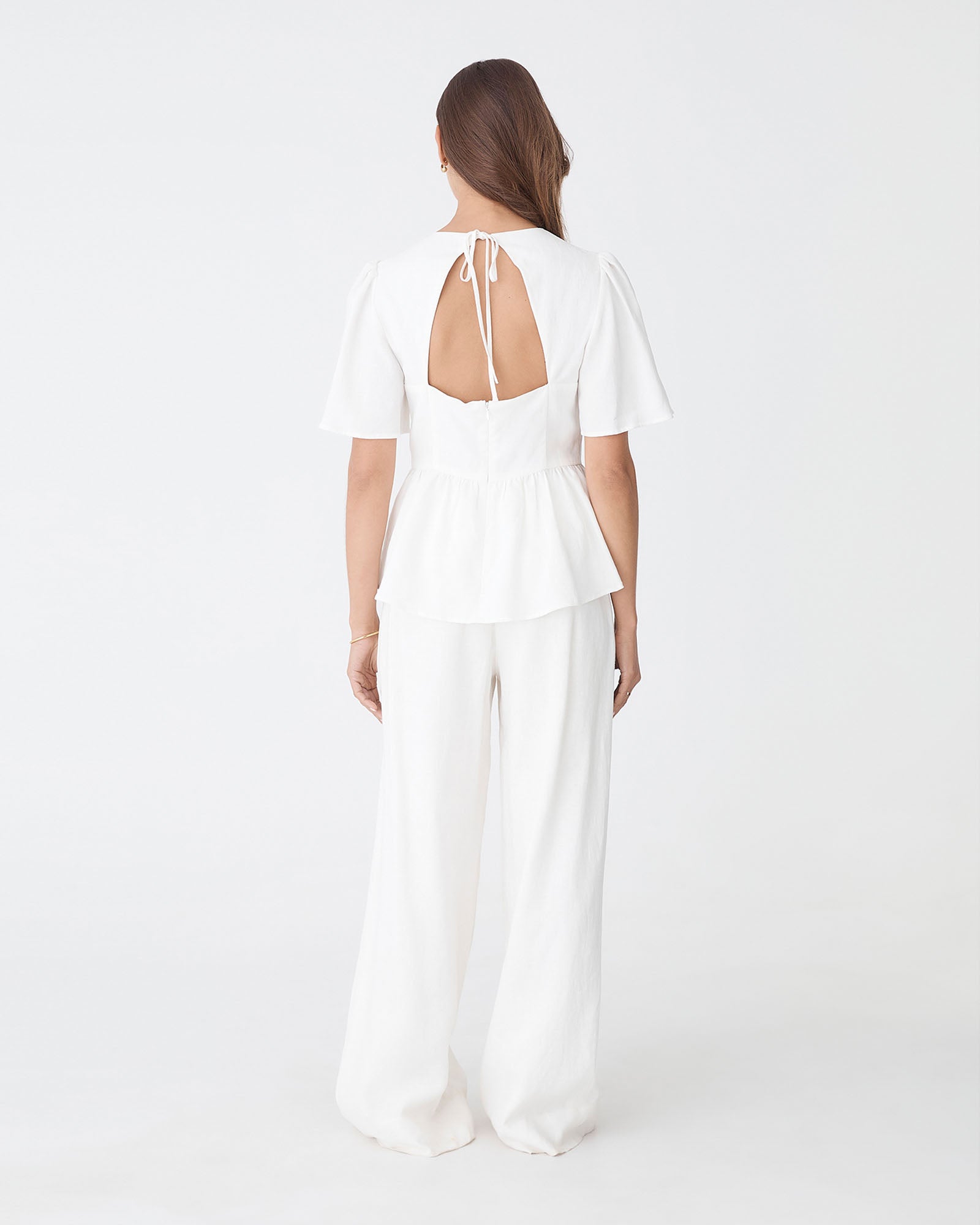 Jade Linen Peplum Top