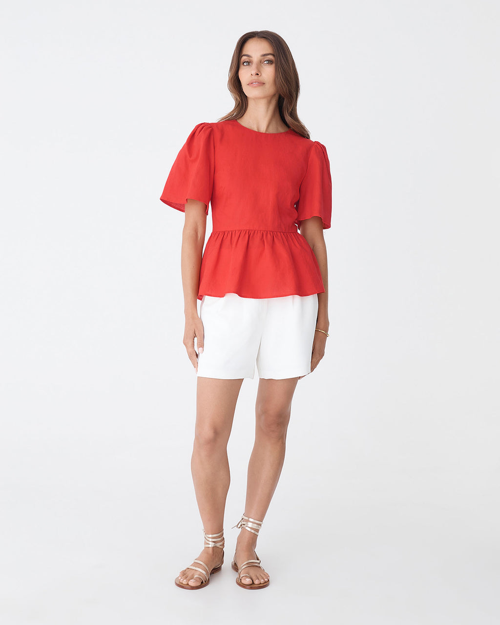 Jade Linen Peplum Top