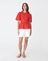 Jade Linen Peplum Top