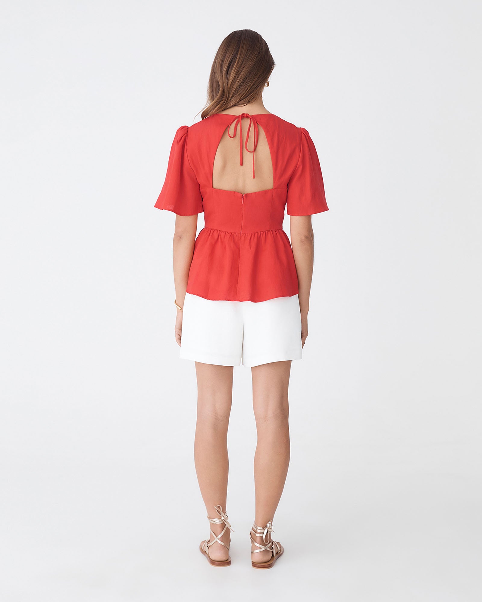 Jade Linen Peplum Top