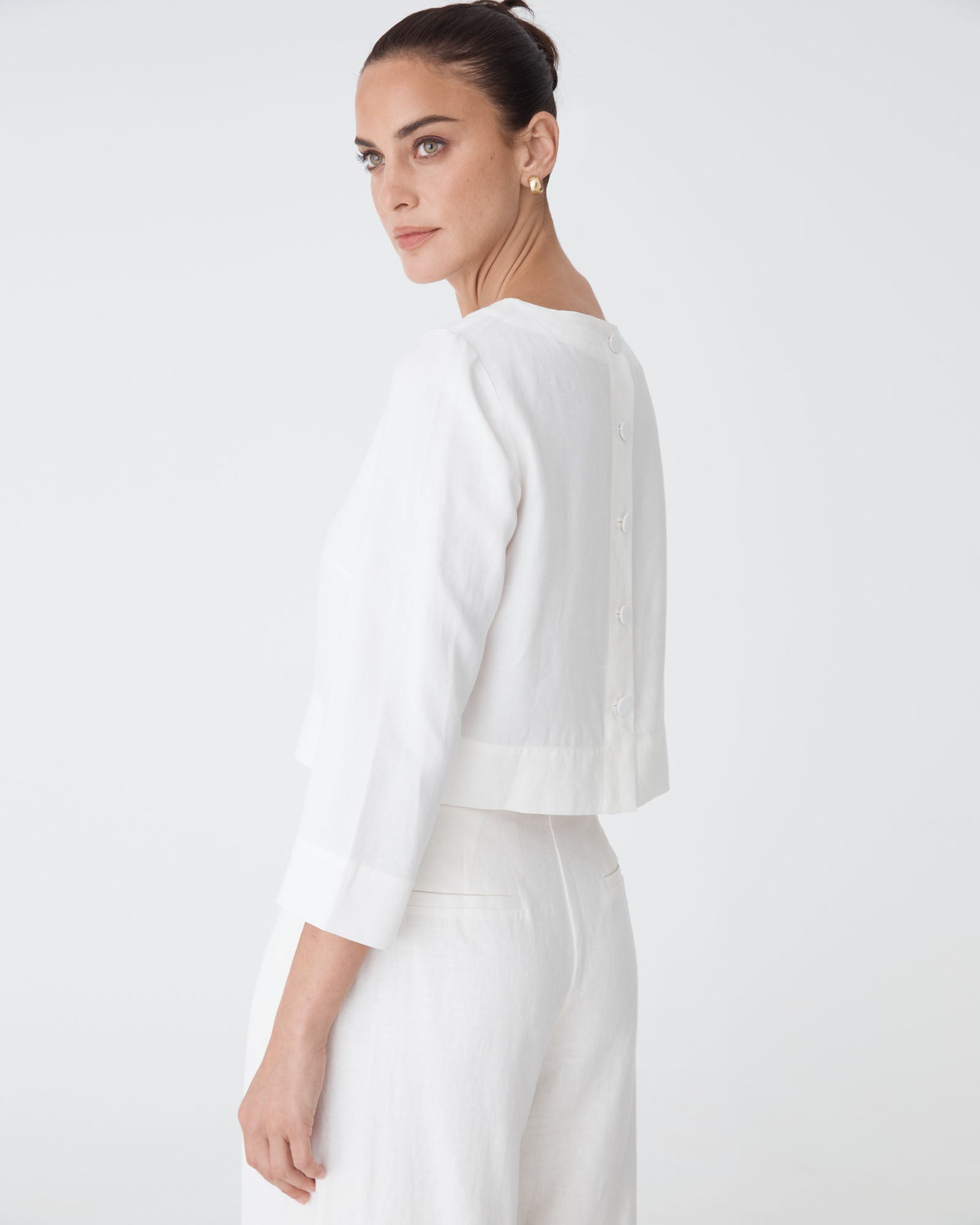 Emma Button Back Linen Top
