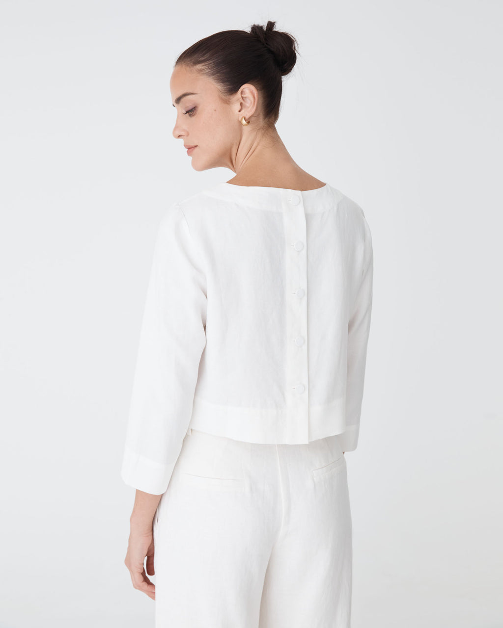 Emma Button Back Linen Top