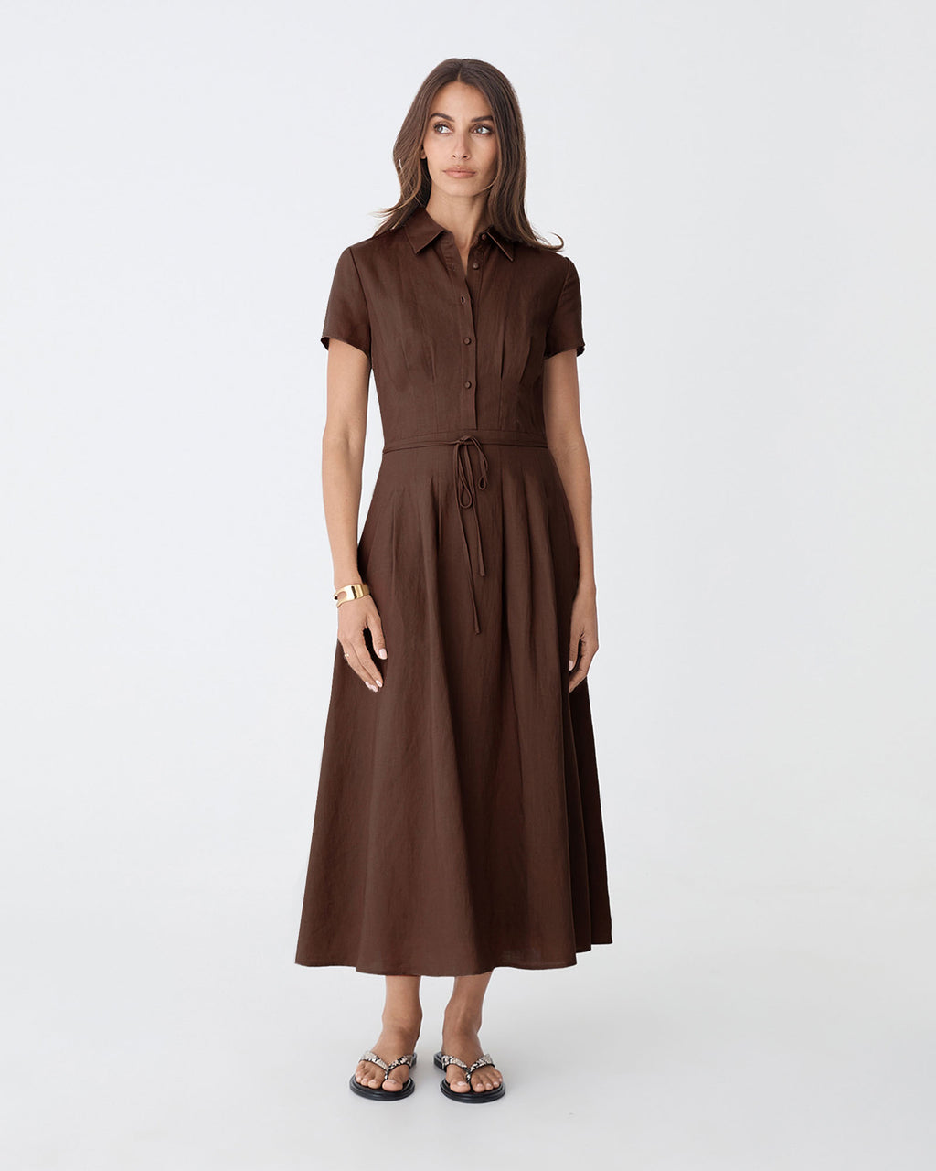 Sophie Pleat Waist Linen Dress