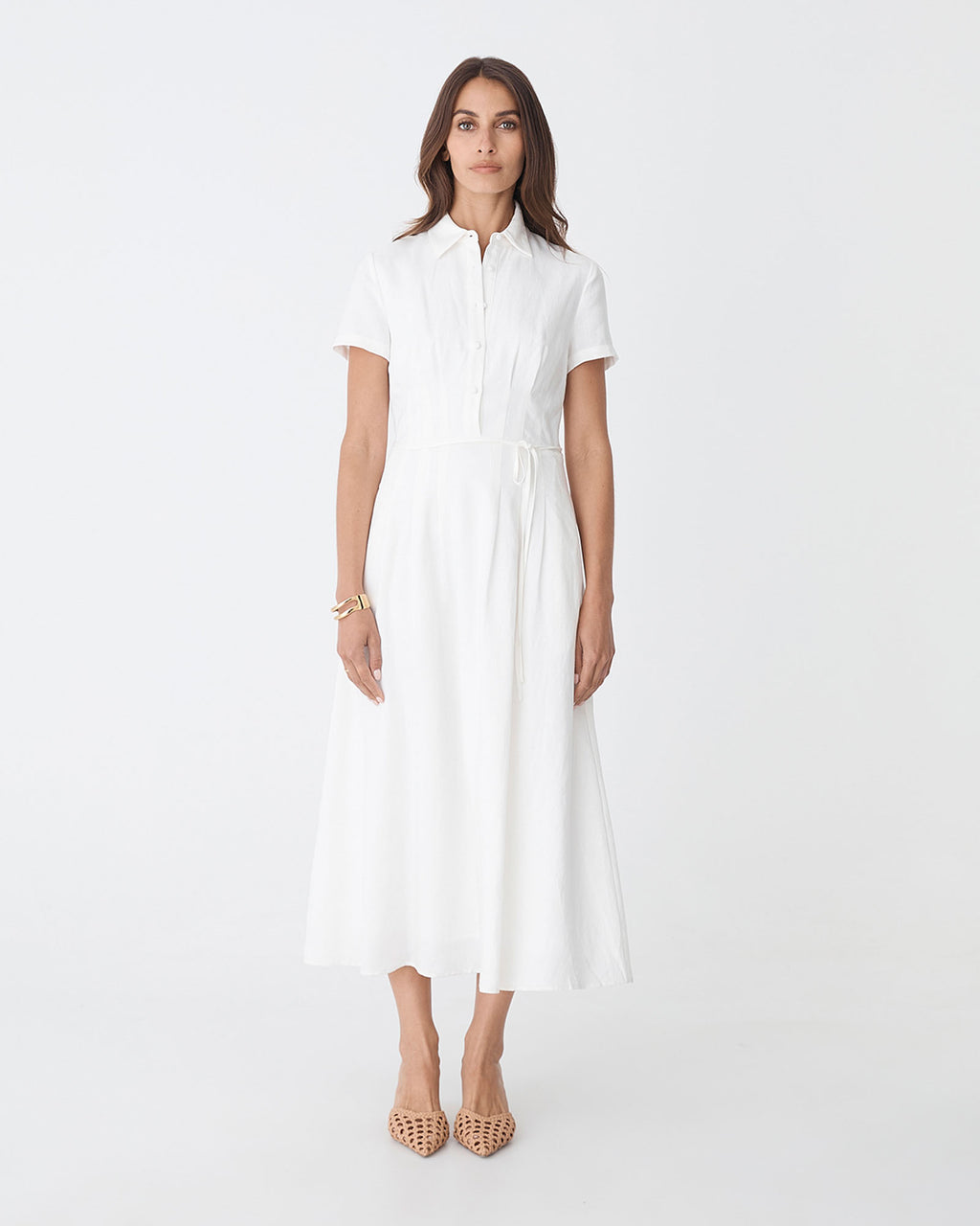 Sophie Pleat Waist Linen Dress
