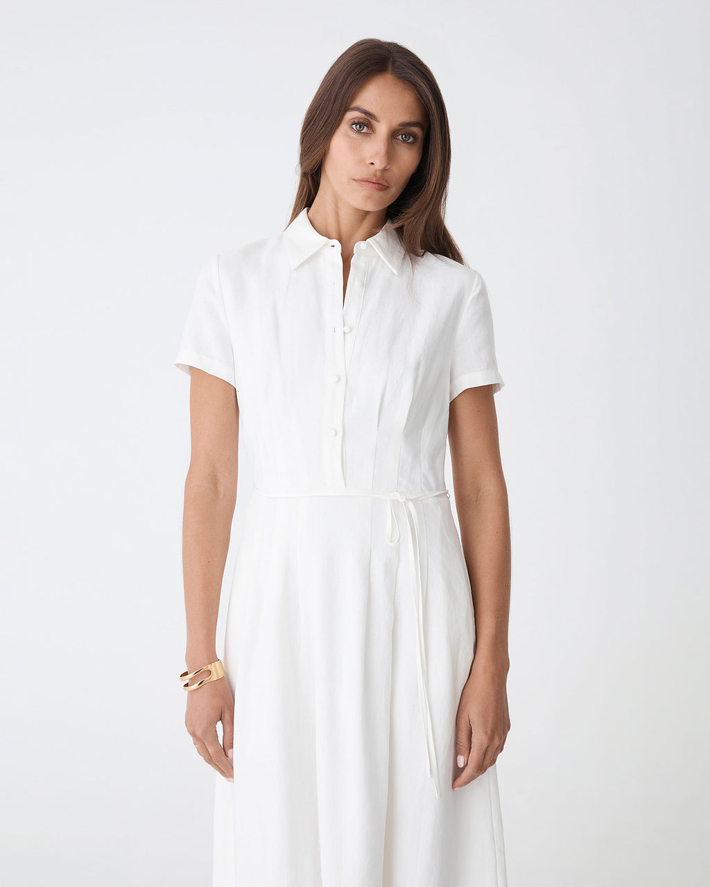 Sophie Pleat Waist Linen Dress