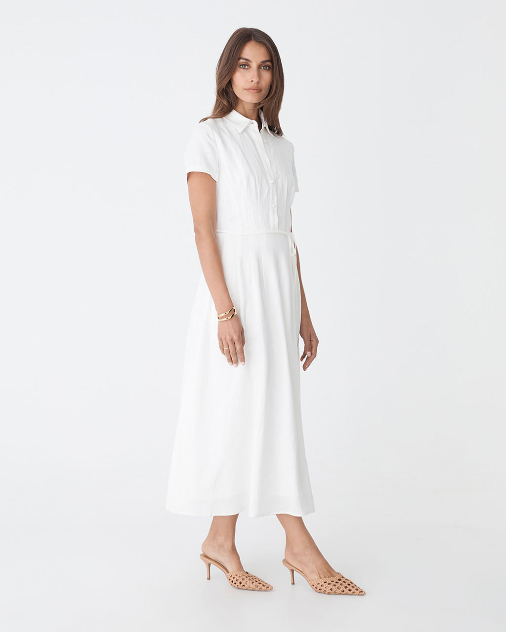 Sophie Pleat Waist Linen Dress
