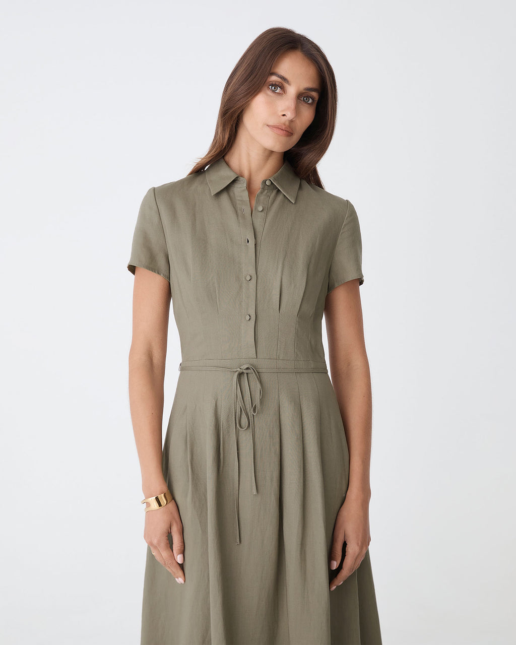 Sophie Pleat Waist Linen Dress