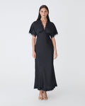 Cleo Lace Trim Satin Dress