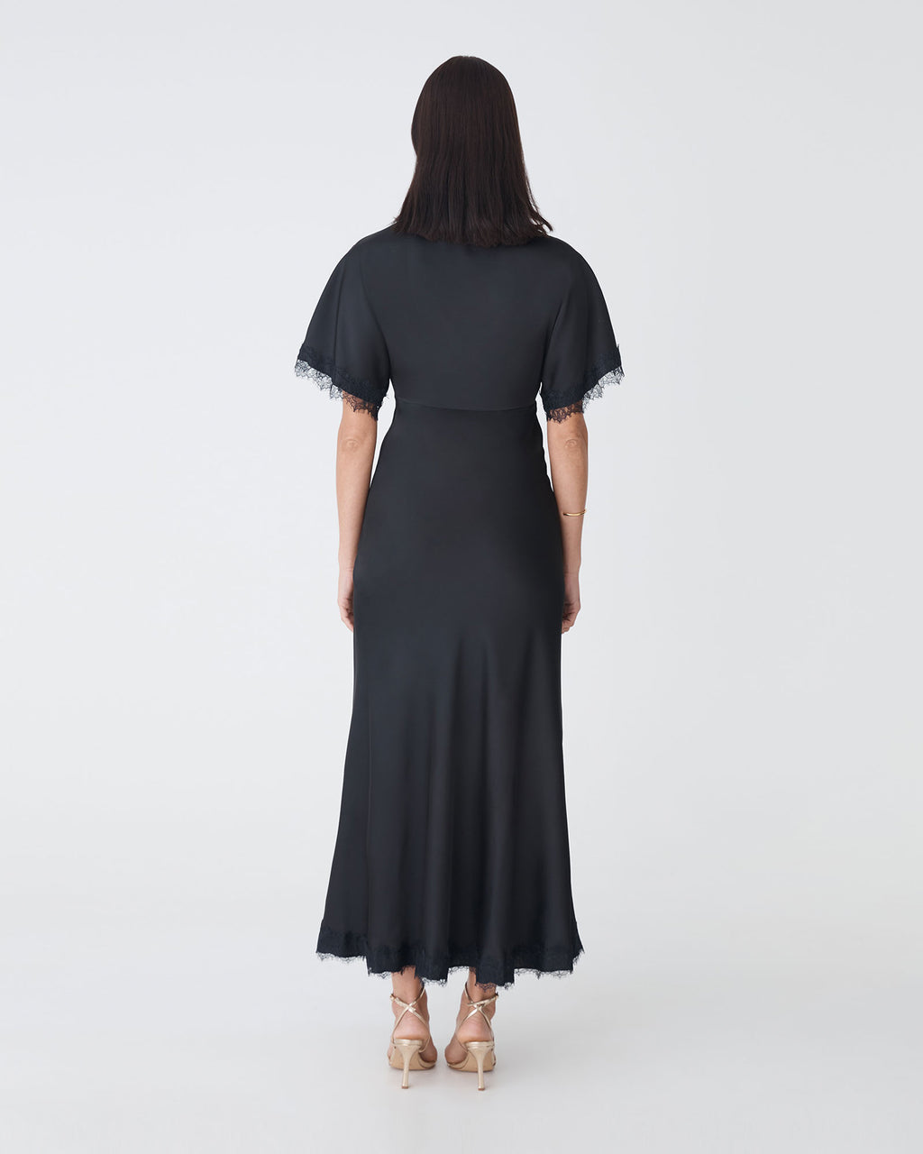Cleo Lace Trim Satin Dress