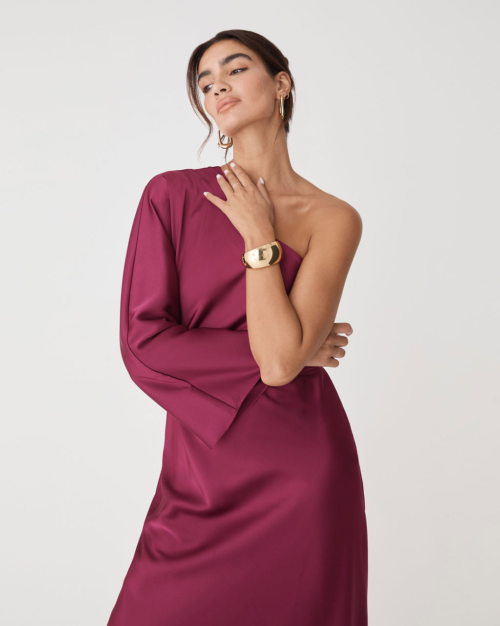 Cleo One Shoulder Satin Dress