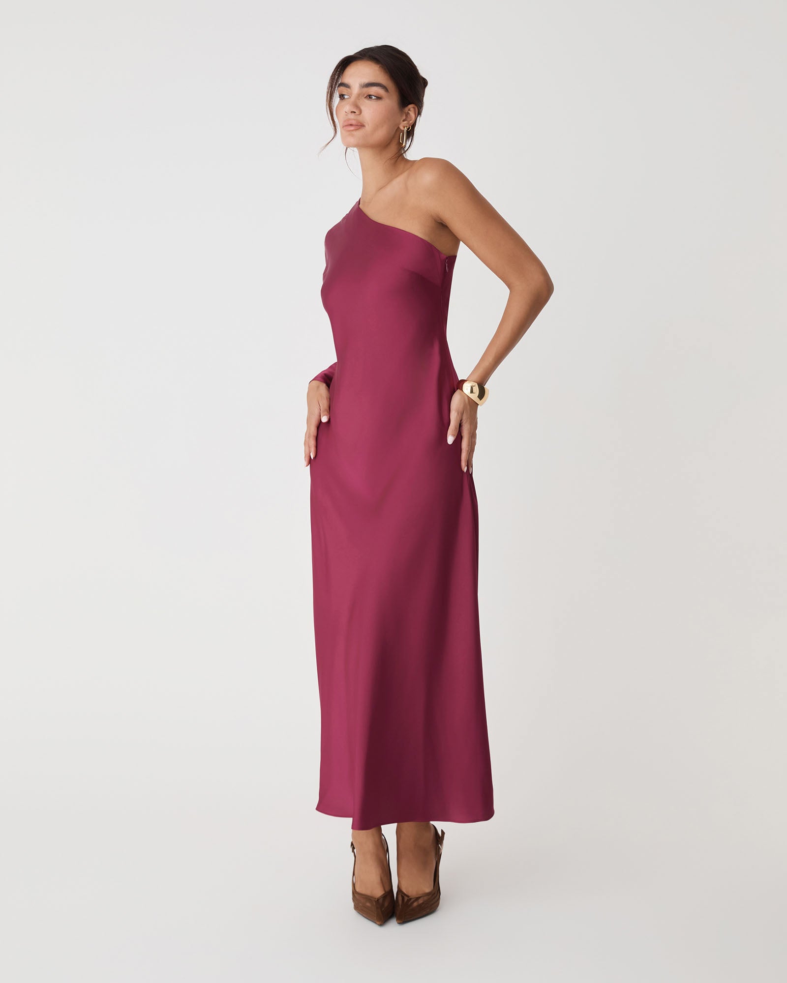 Cleo One Shoulder Satin Dress