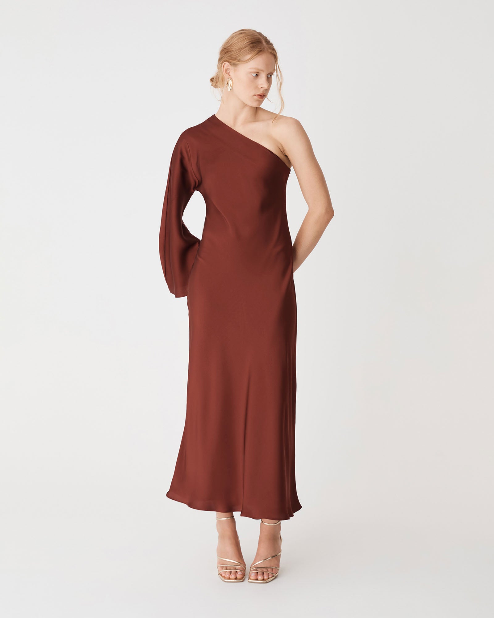 Cleo One Shoulder Satin Dress
