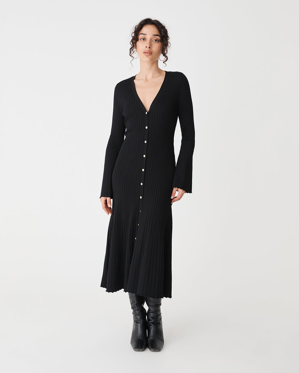 Danica V-Neck Rib Knit Dress