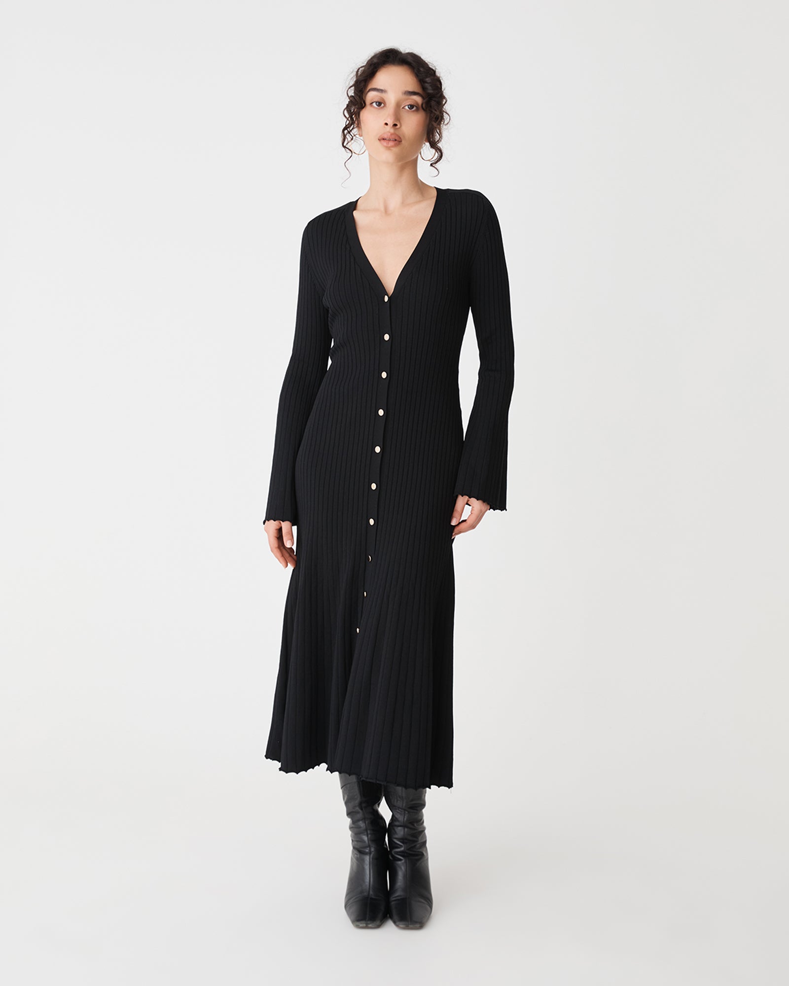 Danica V-Neck Rib Knit Dress