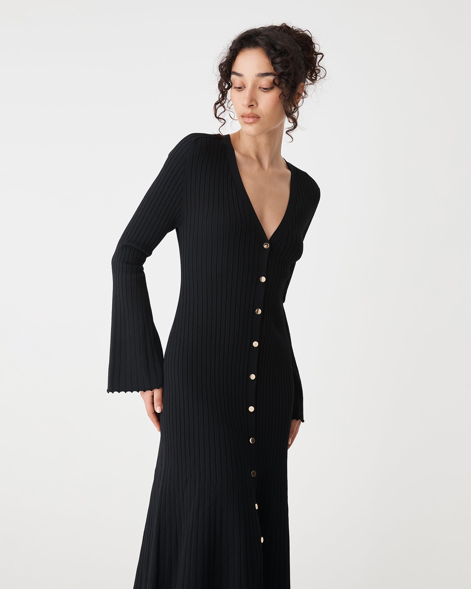 Danica V-Neck Rib Knit Dress