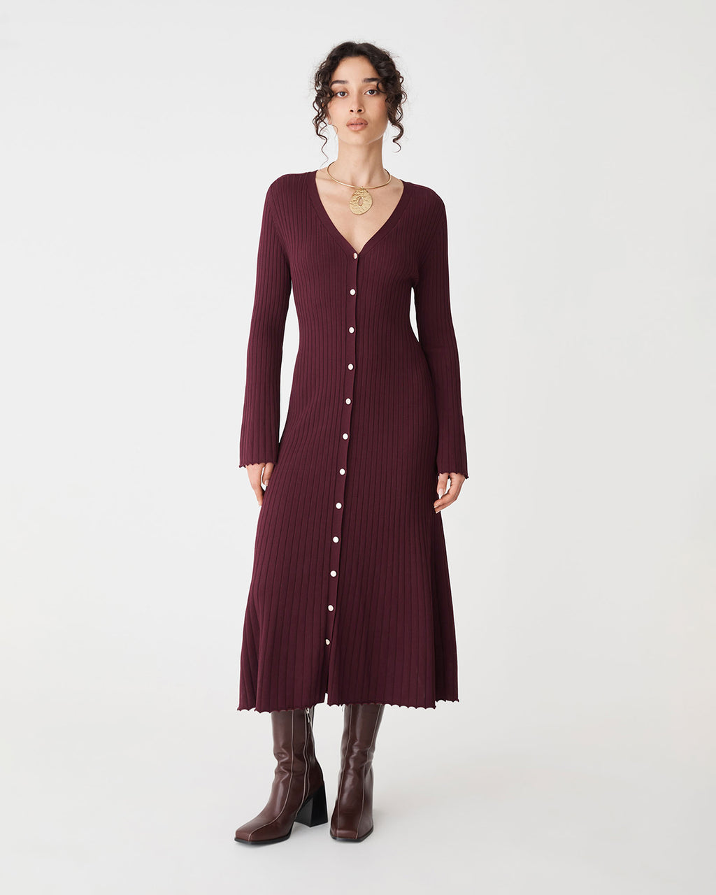 Danica V-Neck Rib Knit Dress