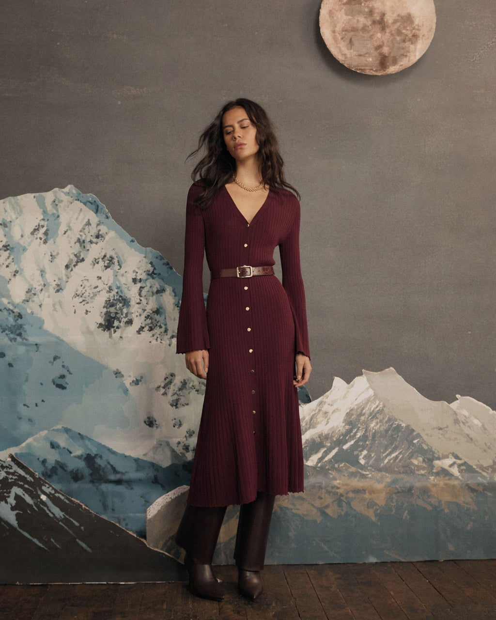 Danica V-Neck Rib Knit Dress