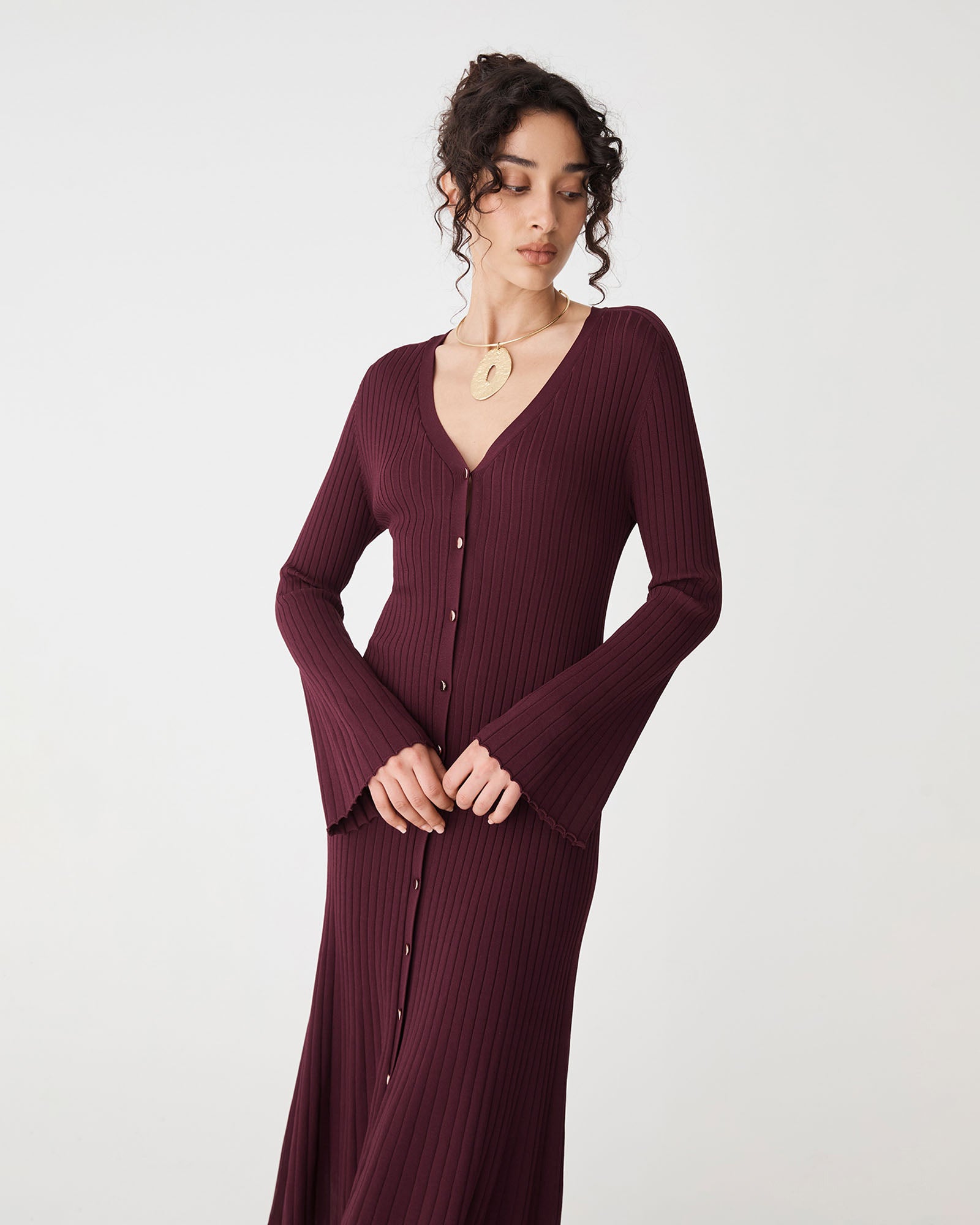 Danica V-Neck Rib Knit Dress