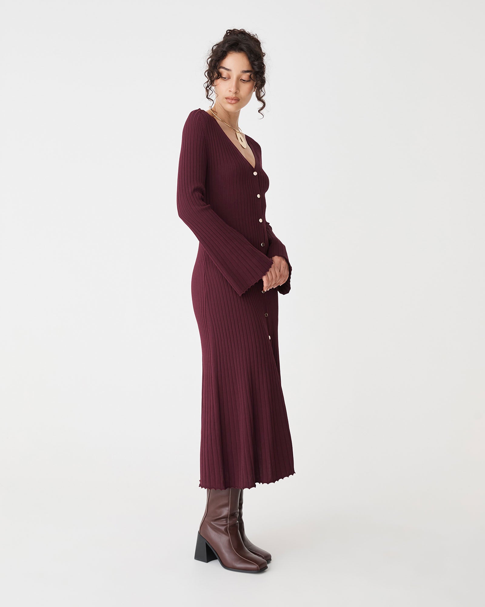 Danica V-Neck Rib Knit Dress