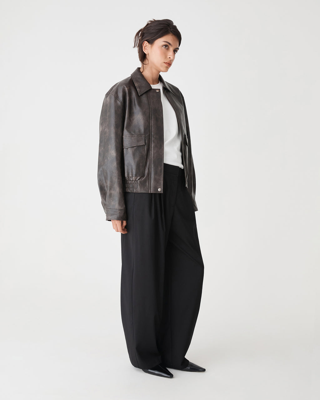 Ada Faux Leather Bomber Jacket
