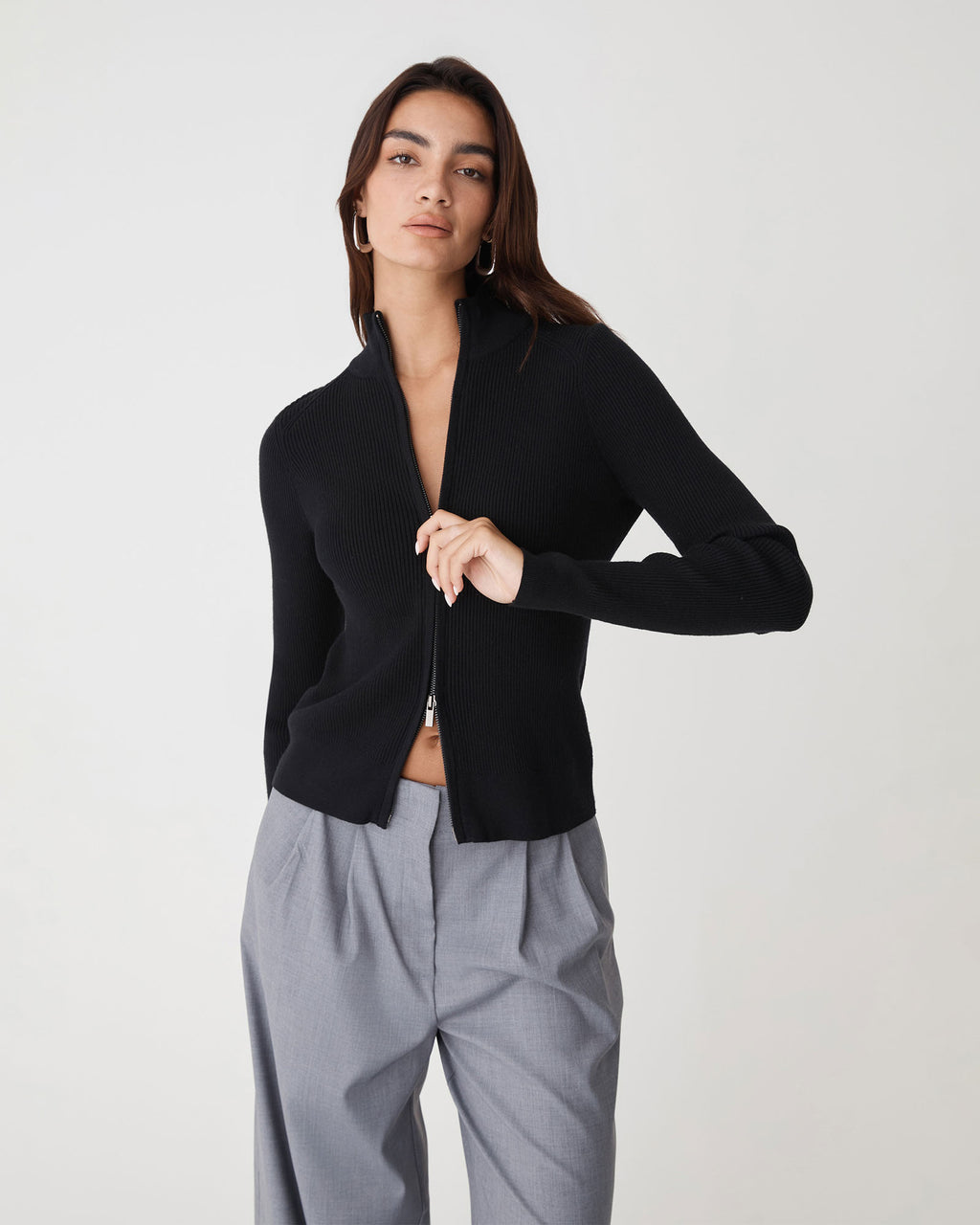 Blake Ribbed Zip Cardigan