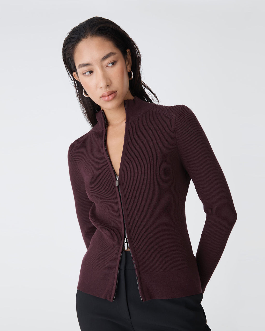 Blake Ribbed Zip Cardigan