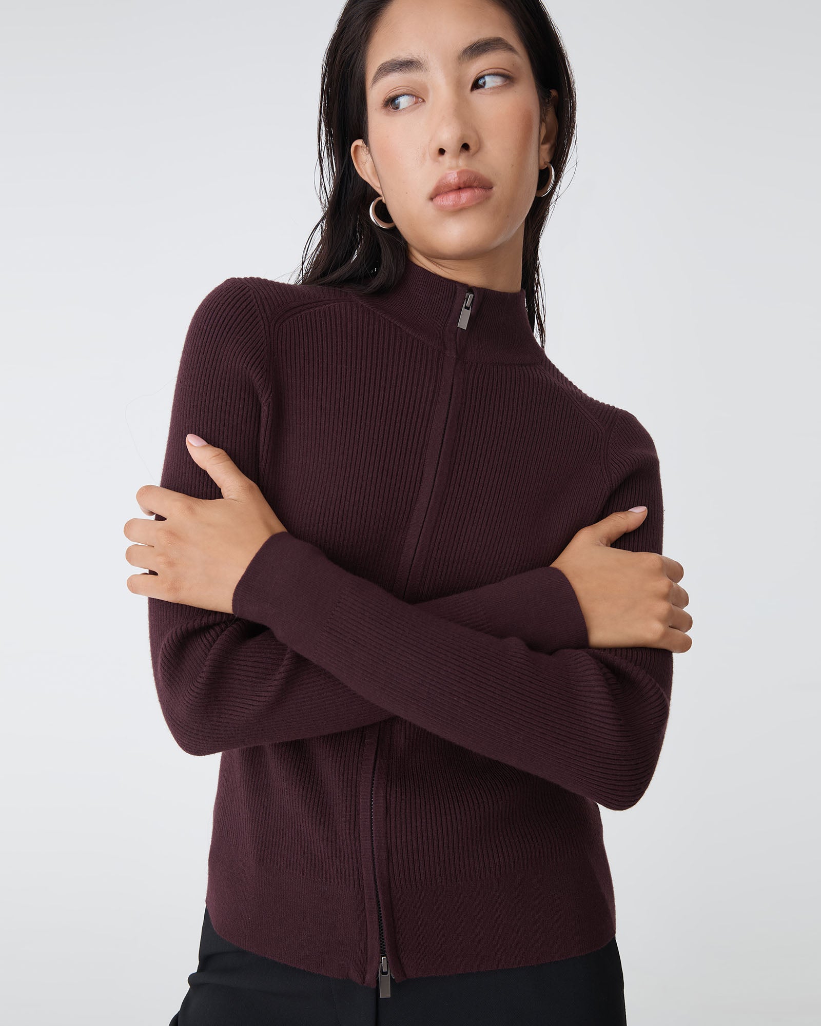 Blake Ribbed Zip Cardigan