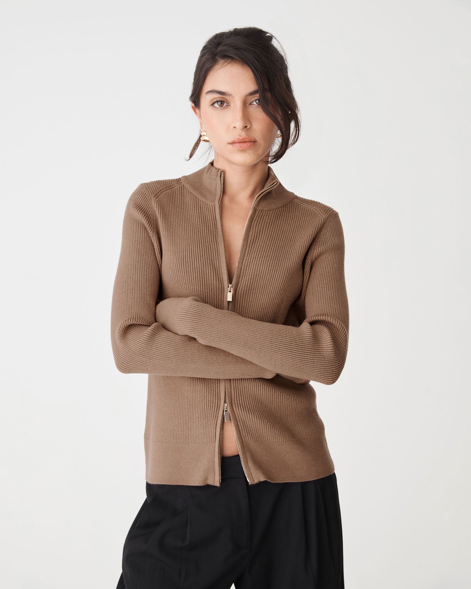 Blake Ribbed Zip Cardigan