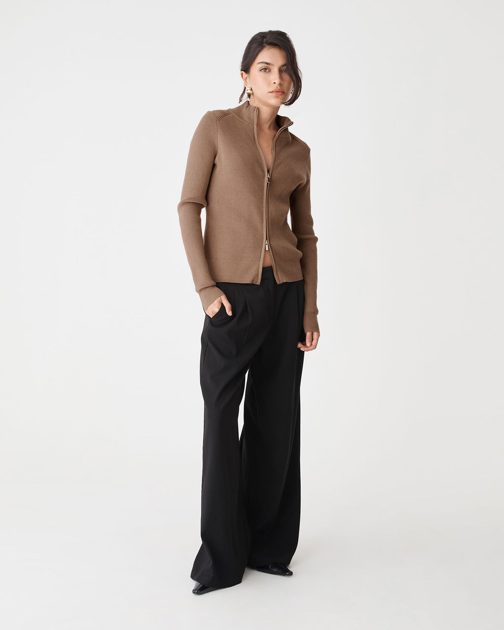 Blake Ribbed Zip Cardigan