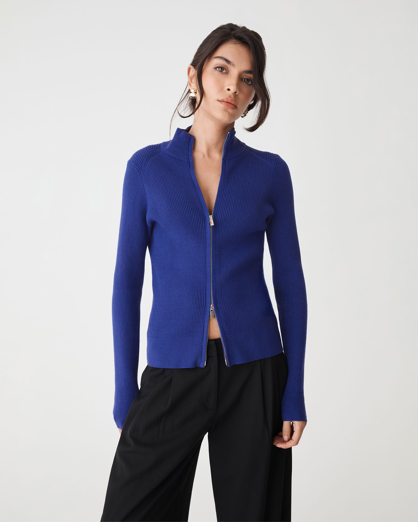 Blake Ribbed Zip Cardigan