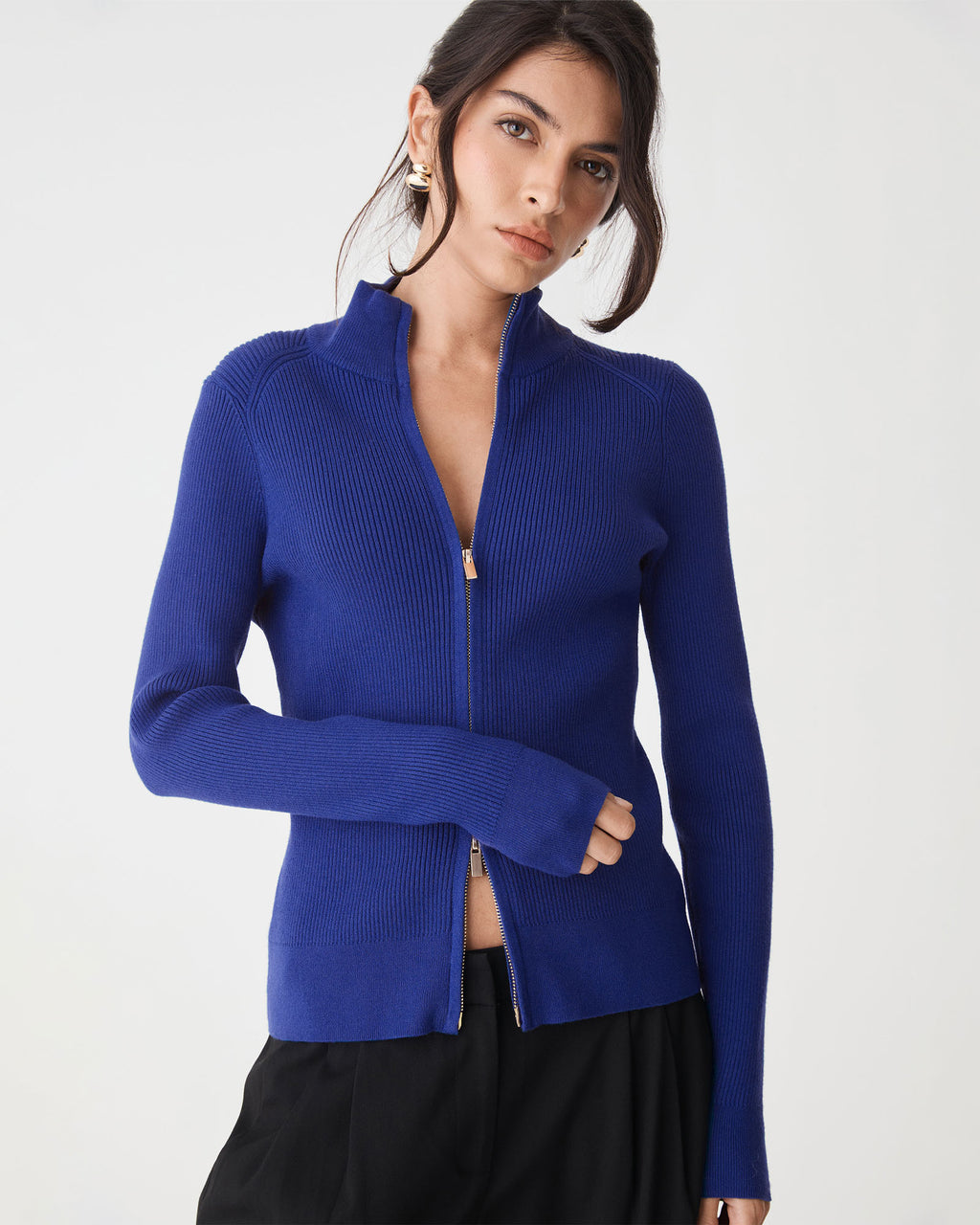 Blake Ribbed Zip Cardigan