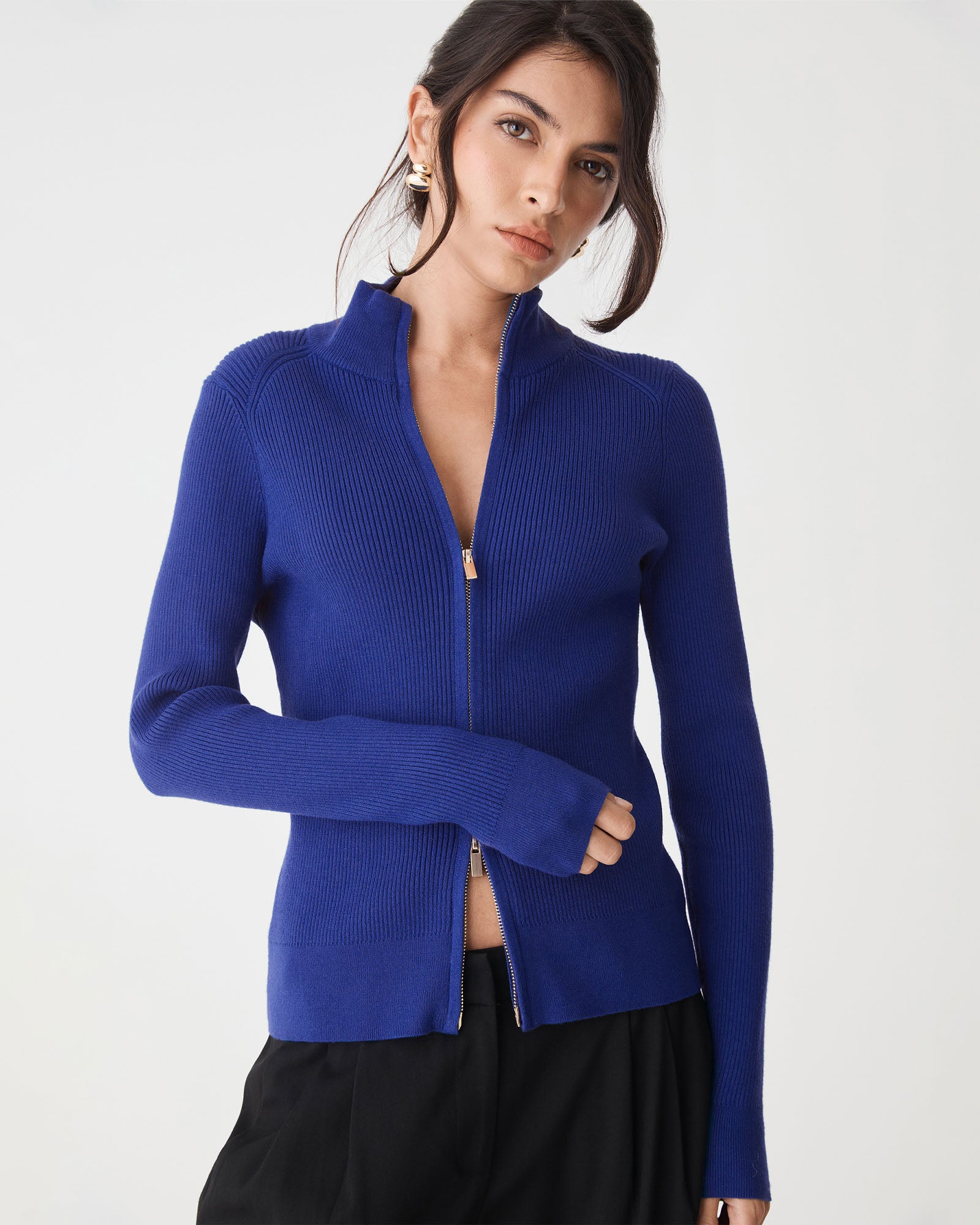 Blake Ribbed Zip Cardigan