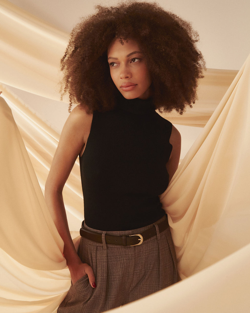Suzie Turtleneck Rib Knit Top