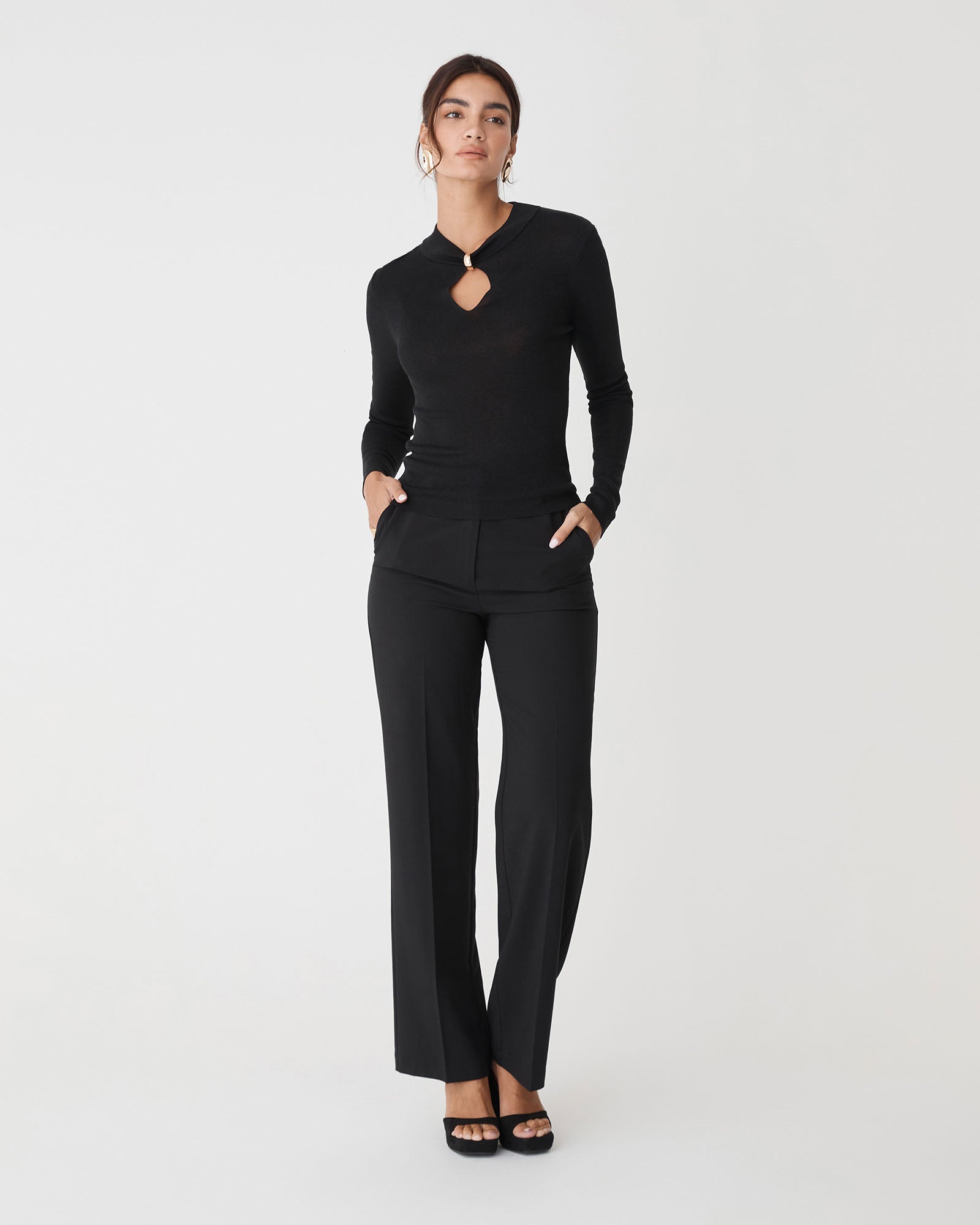Ciara Keyhole Lurex Knit Top
