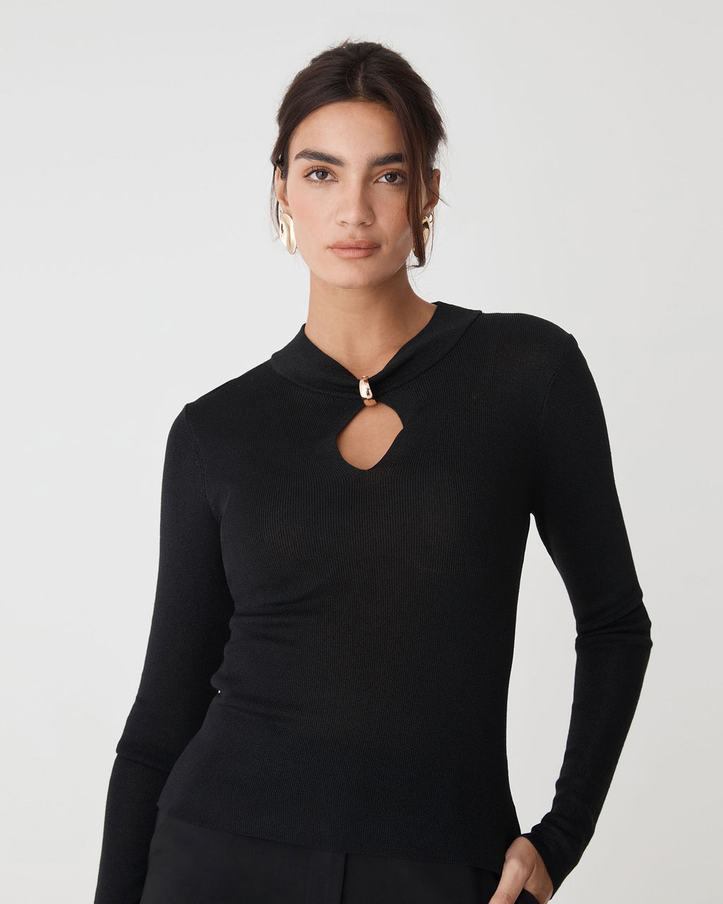 Ciara Keyhole Lurex Knit Top