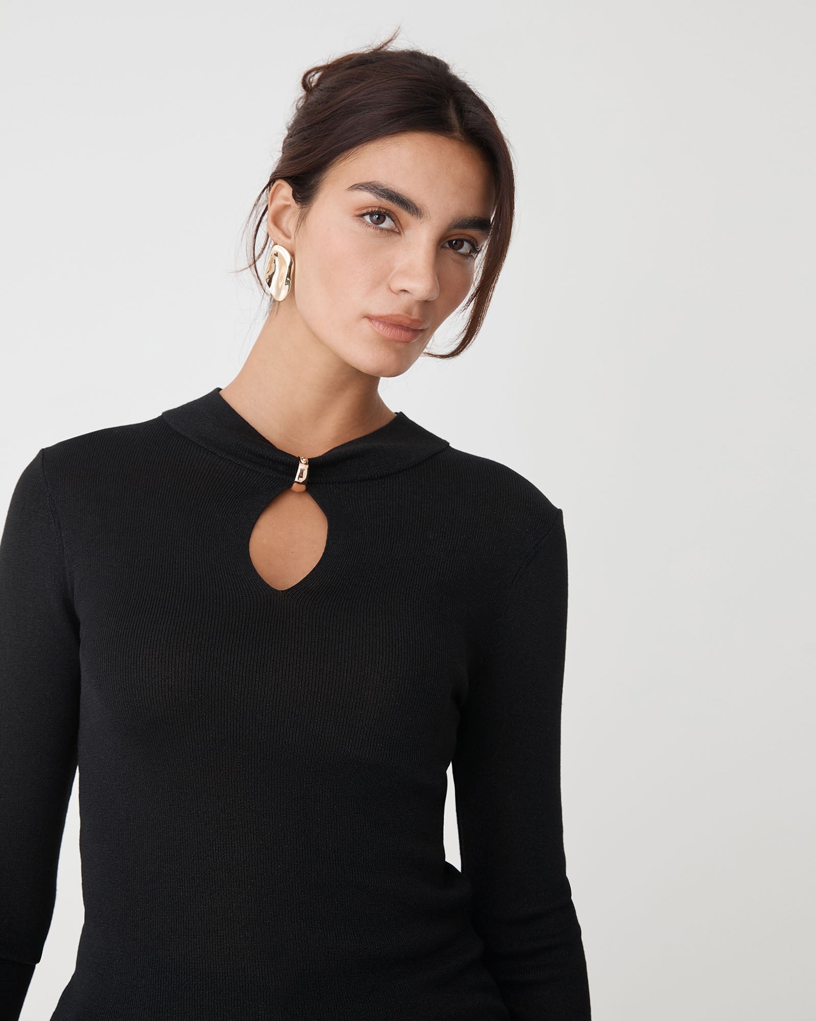 Ciara Keyhole Lurex Knit Top