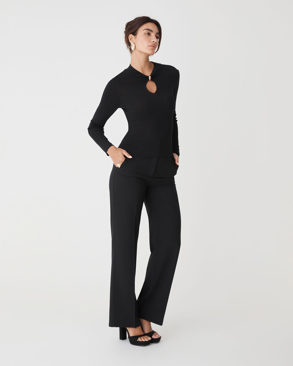 Ciara Keyhole Lurex Knit Top