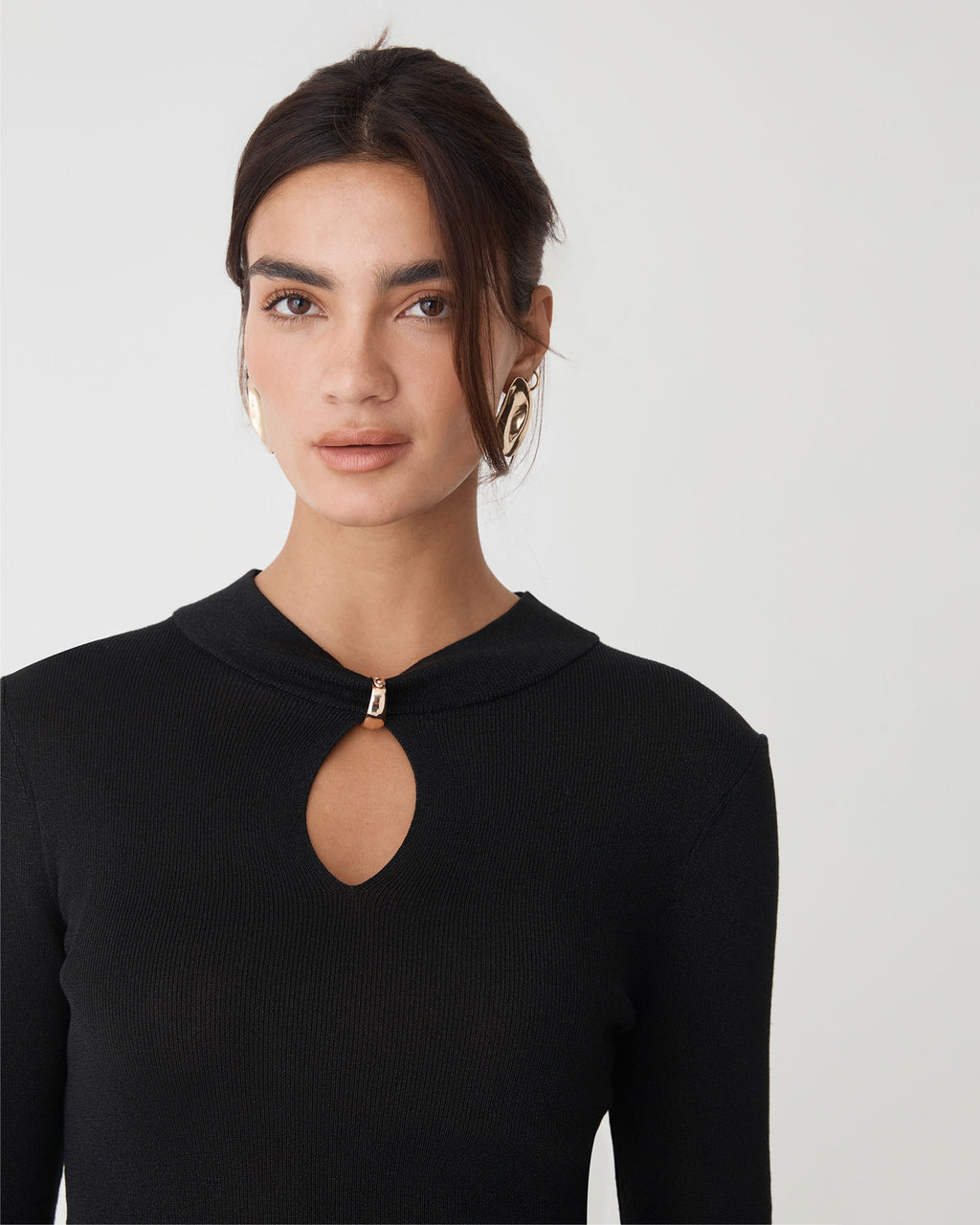 Ciara Keyhole Lurex Knit Top