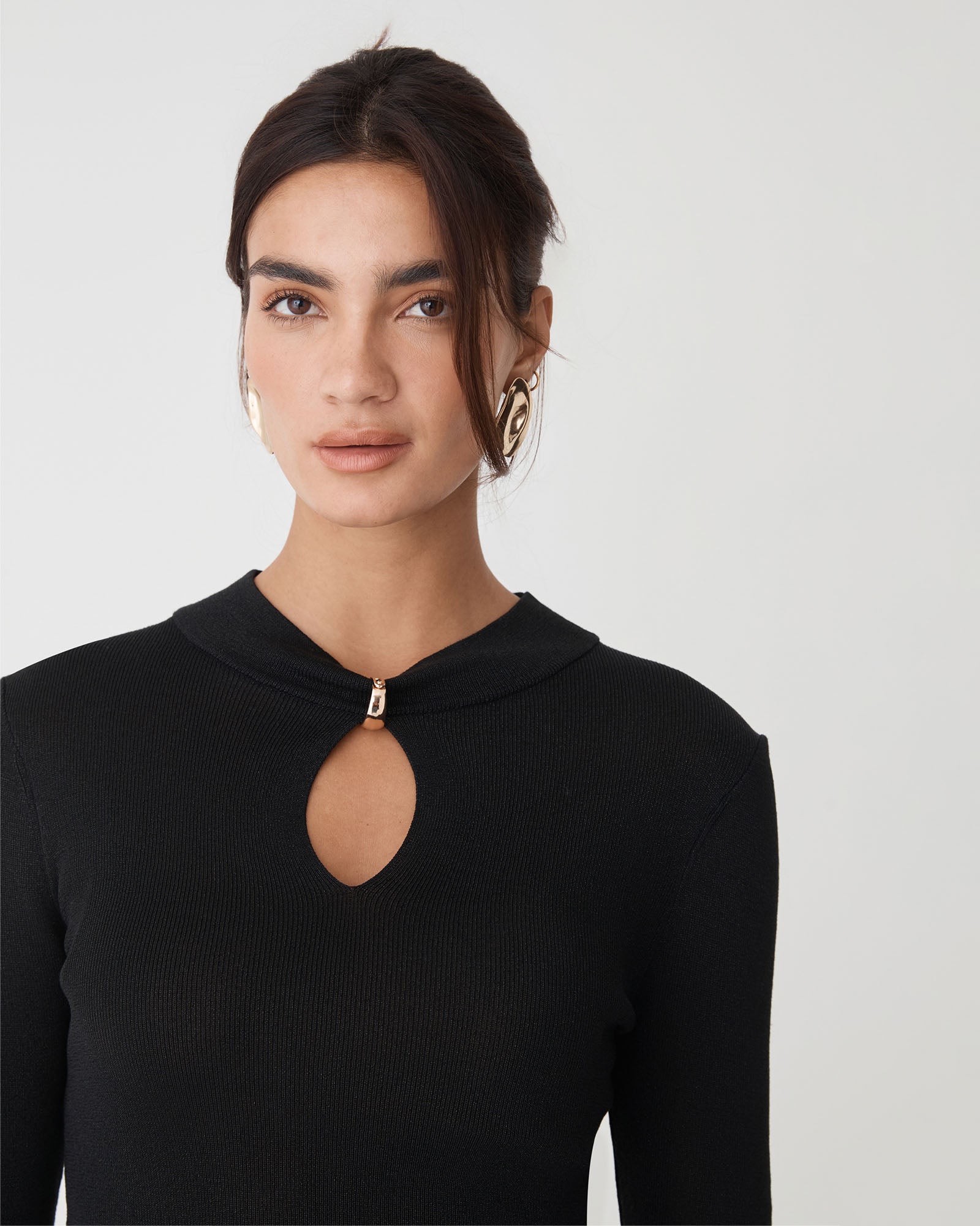 Ciara Keyhole Lurex Knit Top