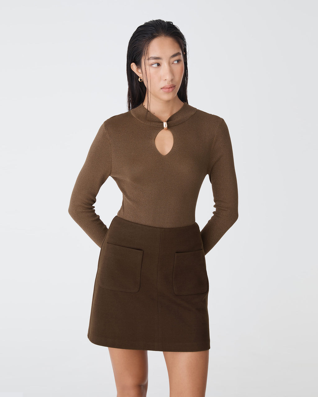 Ciara Keyhole Lurex Knit Top