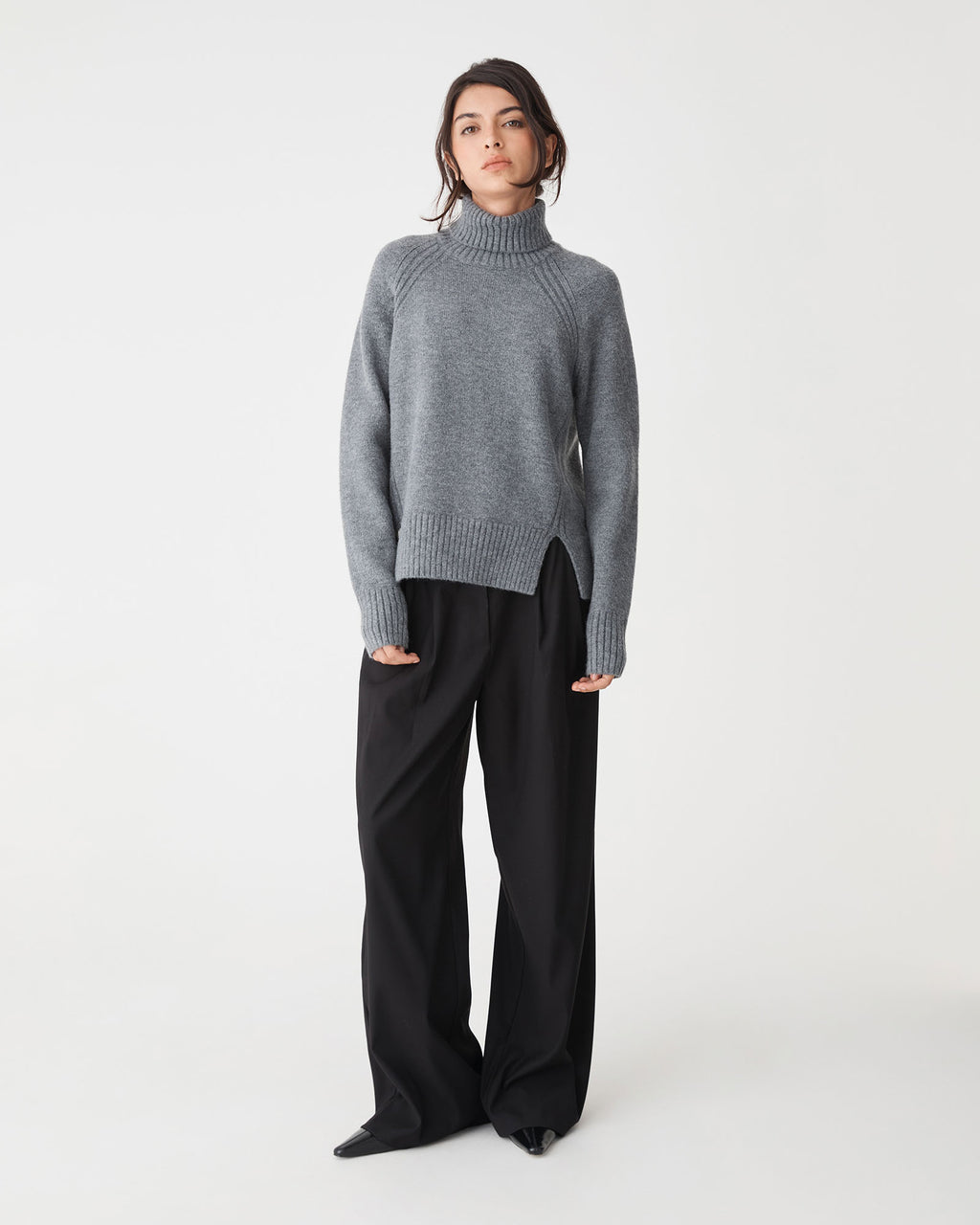 Jada Notch Hem Turtleneck Knit