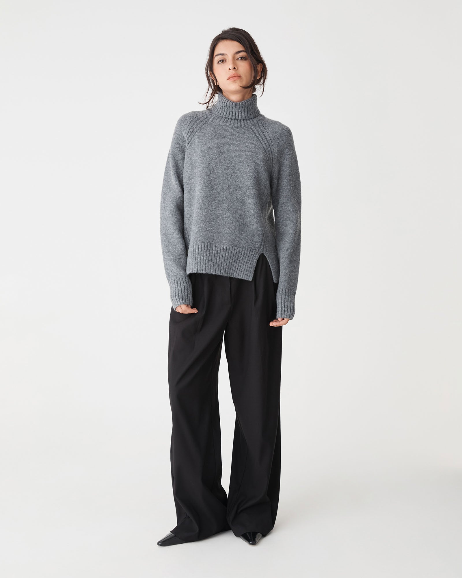 Jada Notch Hem Turtleneck Knit