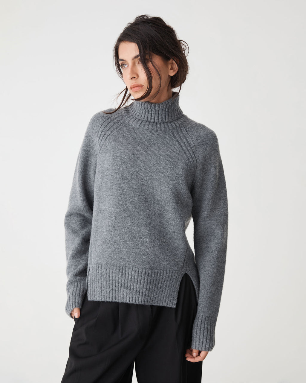 Jada Notch Hem Turtleneck Knit