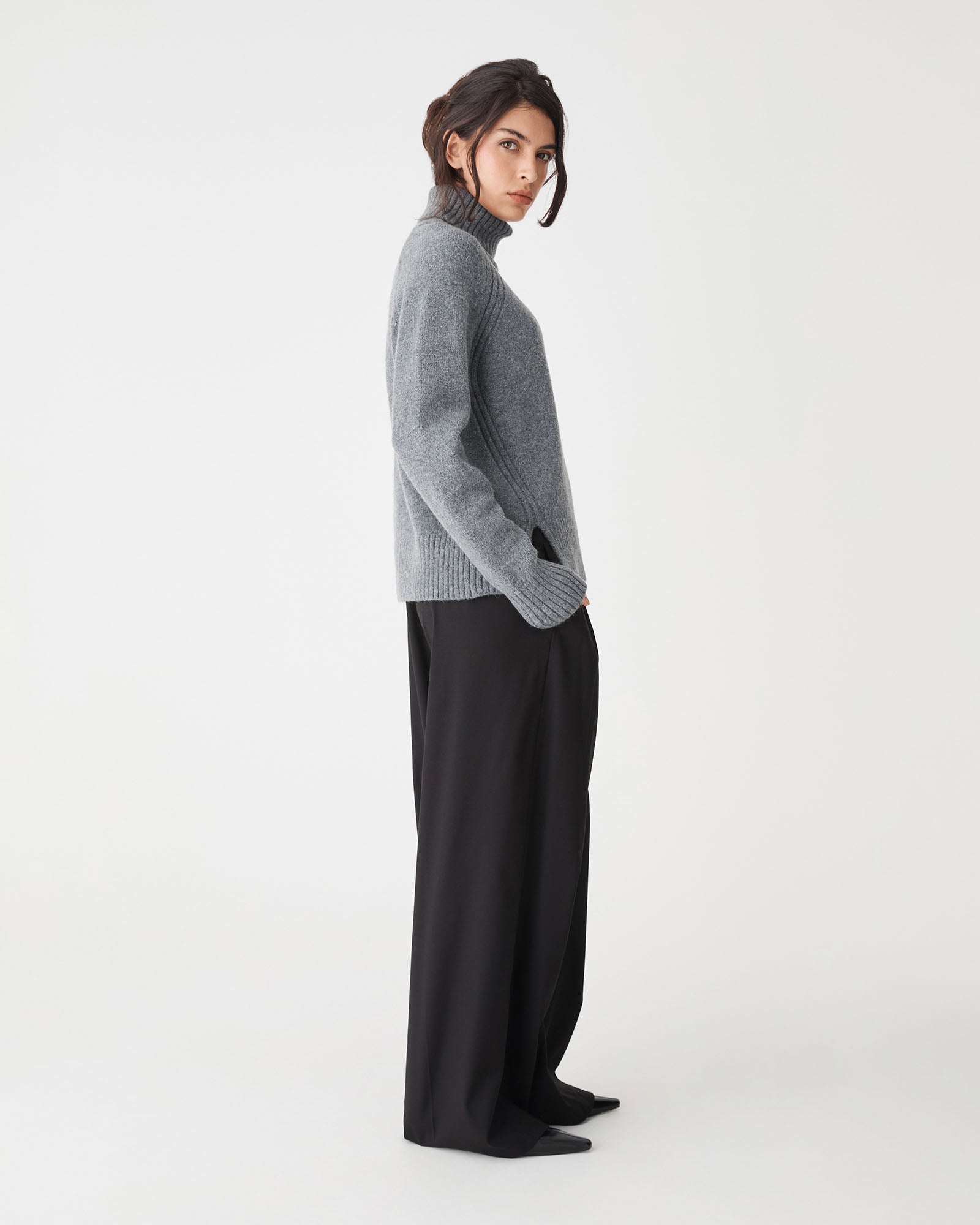 Jada Notch Hem Turtleneck Knit
