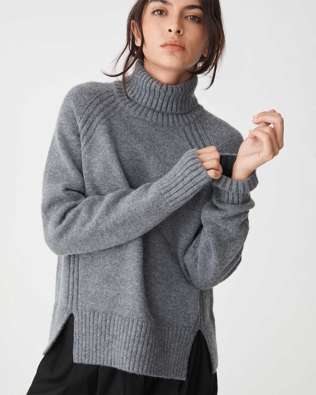Jada Notch Hem Turtleneck Knit